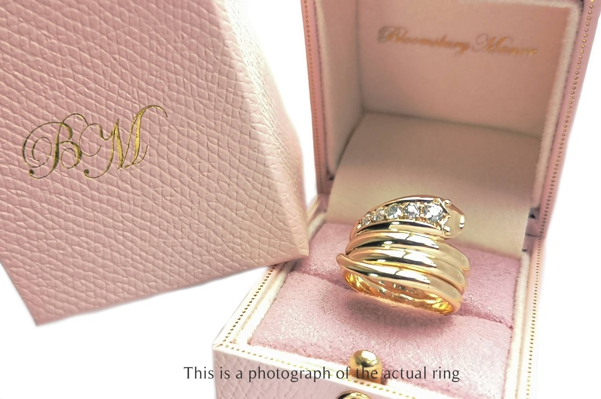 Edwardian 18k Gold Coiled Snake Ring with Old Cut Diamonds - Bloomsbury Manor Ltd