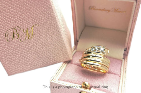 Edwardian 18k Gold Coiled Snake Ring with Old Cut Diamonds - Bloomsbury Manor Ltd