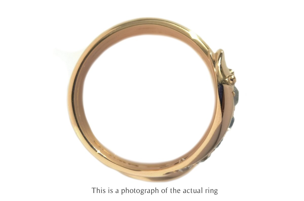 Edwardian 18k Gold Coiled Snake Ring with Old Cut Diamonds - Bloomsbury Manor Ltd