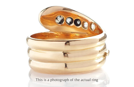 Edwardian 18k Gold Coiled Snake Ring with Old Cut Diamonds - Bloomsbury Manor Ltd
