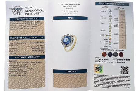 Edwardian Natural Ceylon Sapphire & Old Cut Diamond Cluster Engagement Ring - Bloomsbury Manor Ltd