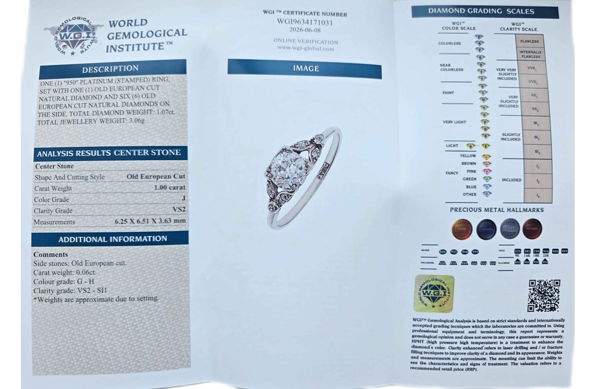 Mid-Century 1.00ct J/VS2 Old European Cut Diamond Engagement Ring - Bloomsbury Manor Ltd