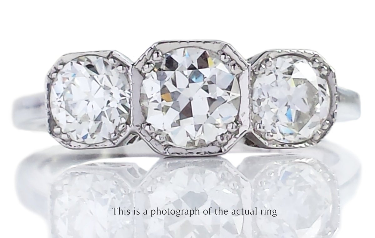 Mid Century 1.35tcw Old European Cut Diamond Engagement Ring - Bloomsbury Manor Ltd