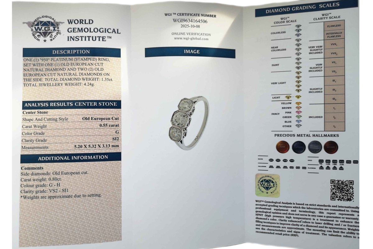 Mid Century 1.35tcw Old European Cut Diamond Engagement Ring - Bloomsbury Manor Ltd