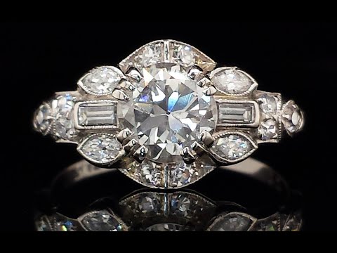 Video of Art Deco 1.40tcw G/VS1 Transitional Cut Diamond Engagement Ring