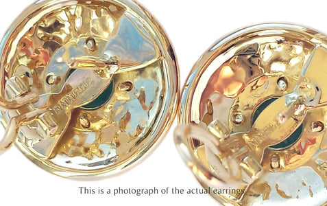 Theo Fennell Vintage 1989 18k Yellow Gold Nautical Earrings with green glass - Bloomsbury Manor Ltd