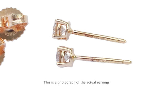 Tiffany & Co 0.22ct Round Brilliant Diamond 18k Rose Gold Earrings - Bloomsbury Manor Ltd