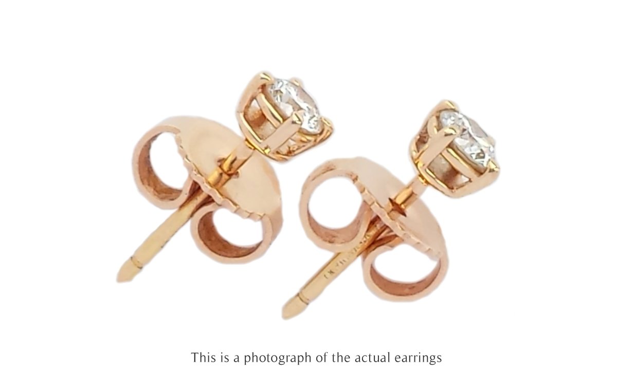 Tiffany & Co 0.22ct Round Brilliant Diamond 18k Rose Gold Earrings - Bloomsbury Manor Ltd