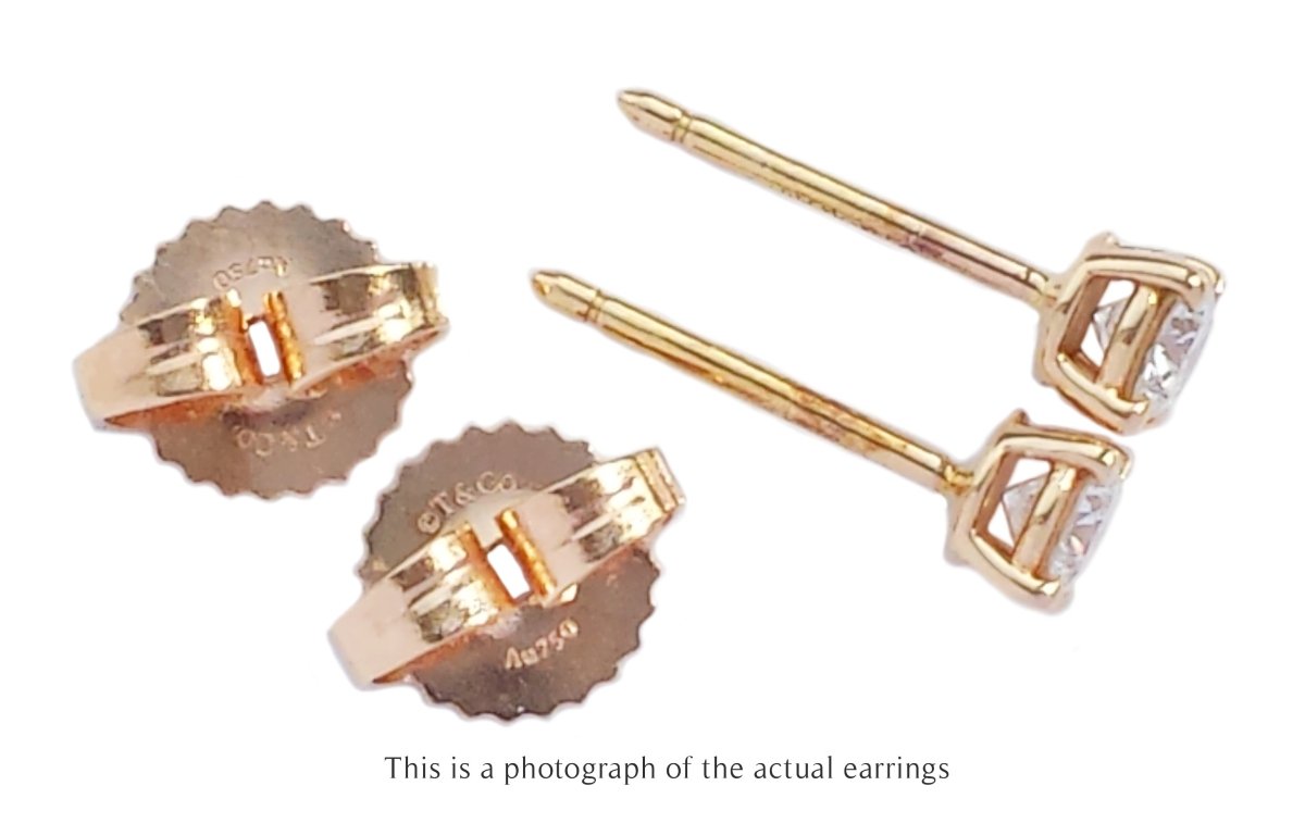Tiffany & Co 0.22ct Round Brilliant Diamond 18k Rose Gold Earrings - Bloomsbury Manor Ltd