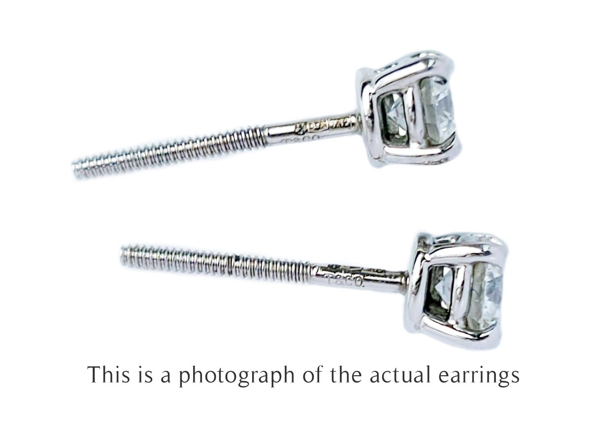 Tiffany & Co 0.46tcw H/VS1 Round Brilliant Cut Diamond Stud Earrings - Bloomsbury Manor Ltd