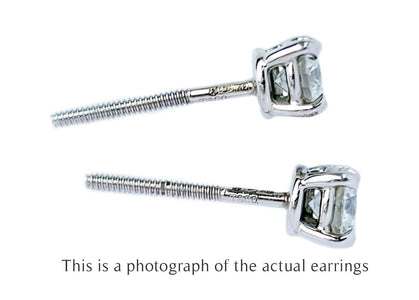 Tiffany & Co 0.46tcw H/VS1 Round Brilliant Cut Diamond Stud Earrings - Bloomsbury Manor Ltd