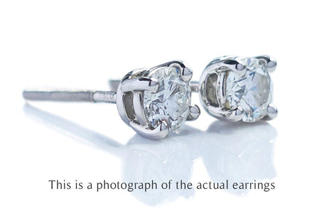 Tiffany & Co 0.46tcw H/VS1 Round Brilliant Cut Diamond Stud Earrings - Bloomsbury Manor Ltd