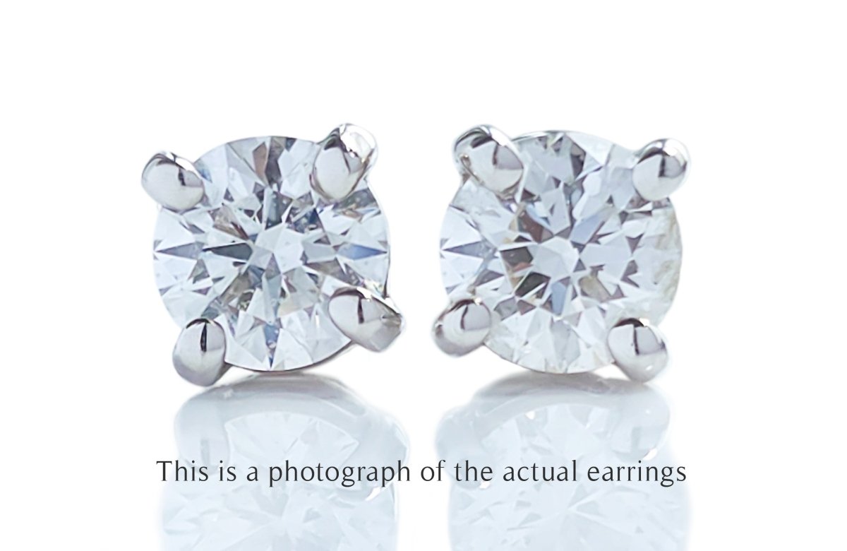Tiffany & Co 0.46tcw H/VS1 Round Brilliant Cut Diamond Stud Earrings - Bloomsbury Manor Ltd