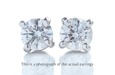 Tiffany & Co 0.46tcw H/VS1 Round Brilliant Cut Diamond Stud Earrings - Bloomsbury Manor Ltd