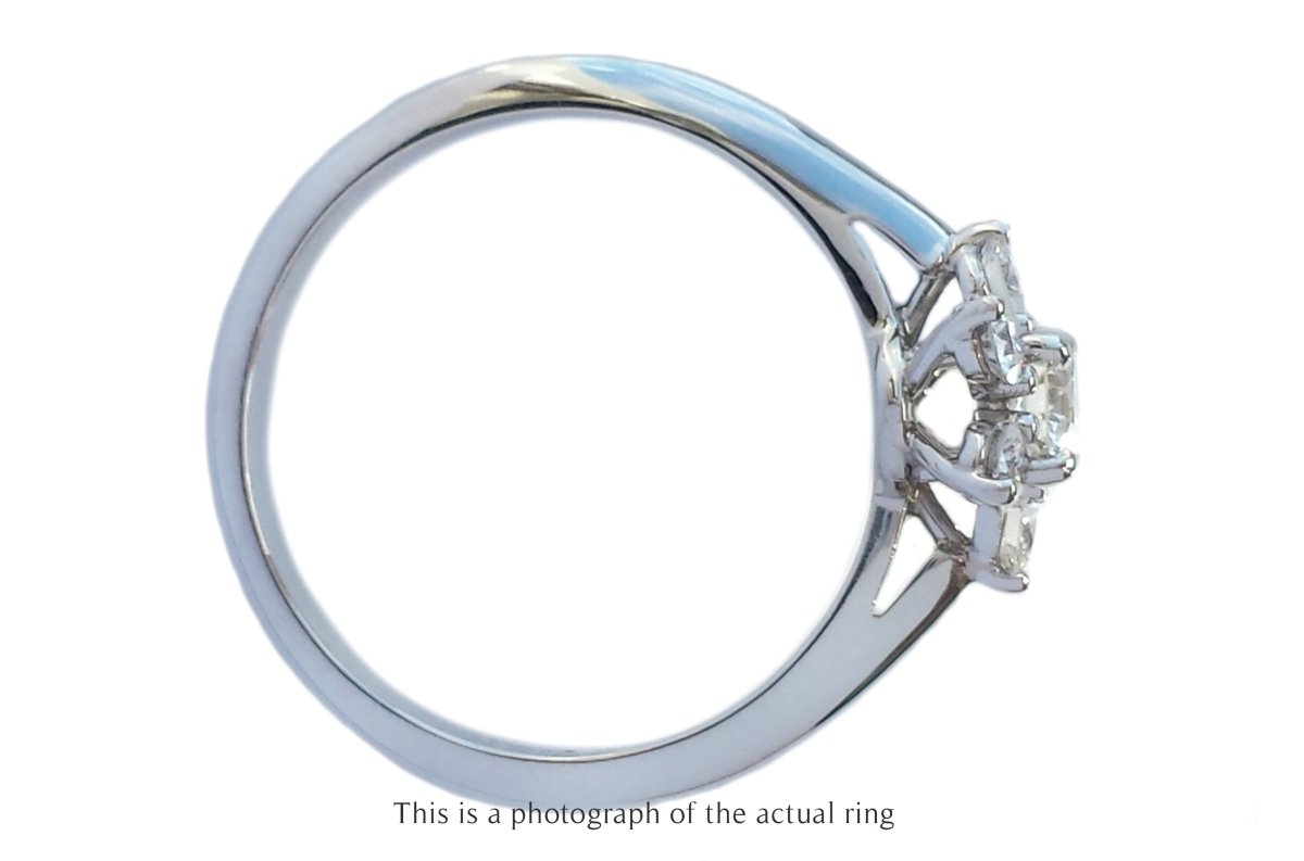 Tiffany & Co 0.50ct Vintage Flower Cluster Diamond Engagement Ring - Bloomsbury Manor Ltd