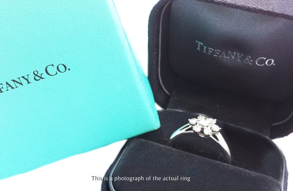 Tiffany & Co 0.50ct Vintage Flower Cluster Diamond Engagement Ring - Bloomsbury Manor Ltd