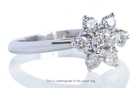 Tiffany & Co 0.50ct Vintage Flower Cluster Diamond Engagement Ring - Bloomsbury Manor Ltd