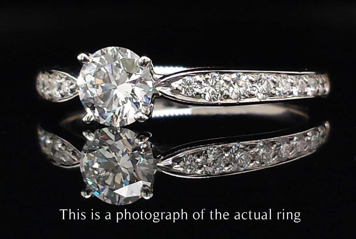 Tiffany & Co. 0.58tcw D/IF Harmony Round Brilliant Cut Diamond Engagement Ring with Side Stones - Bloomsbury Manor Ltd