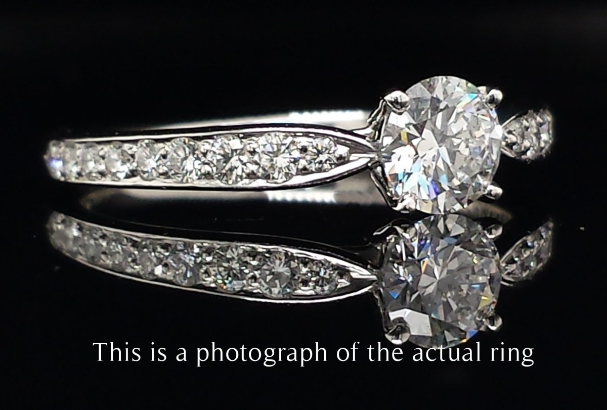 Tiffany & Co. 0.58tcw D/IF Harmony Round Brilliant Cut Diamond Engagement Ring with Side Stones - Bloomsbury Manor Ltd