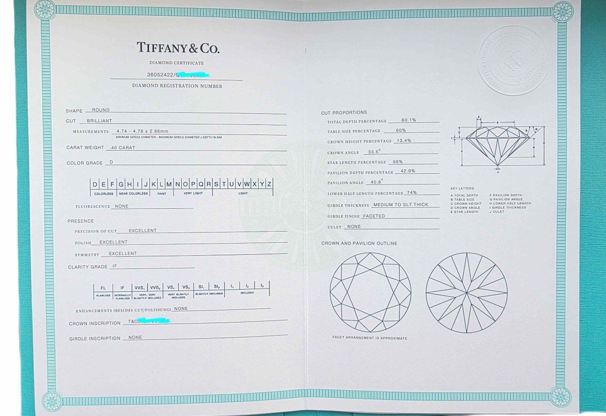 Tiffany & Co. 0.58tcw D/IF Harmony Round Brilliant Cut Diamond Engagement Ring with Side Stones - Bloomsbury Manor Ltd