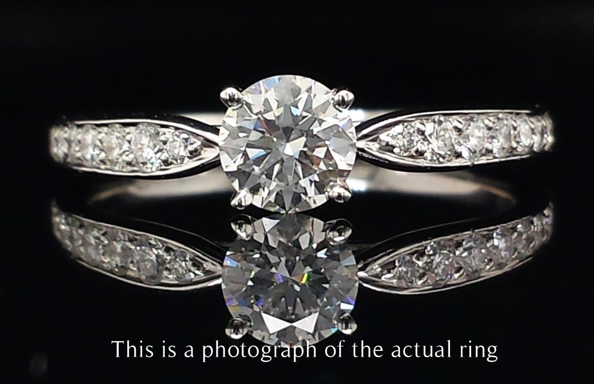 Tiffany & Co. 0.58tcw D/IF Harmony Round Brilliant Cut Diamond Engagement Ring with Side Stones - Bloomsbury Manor Ltd