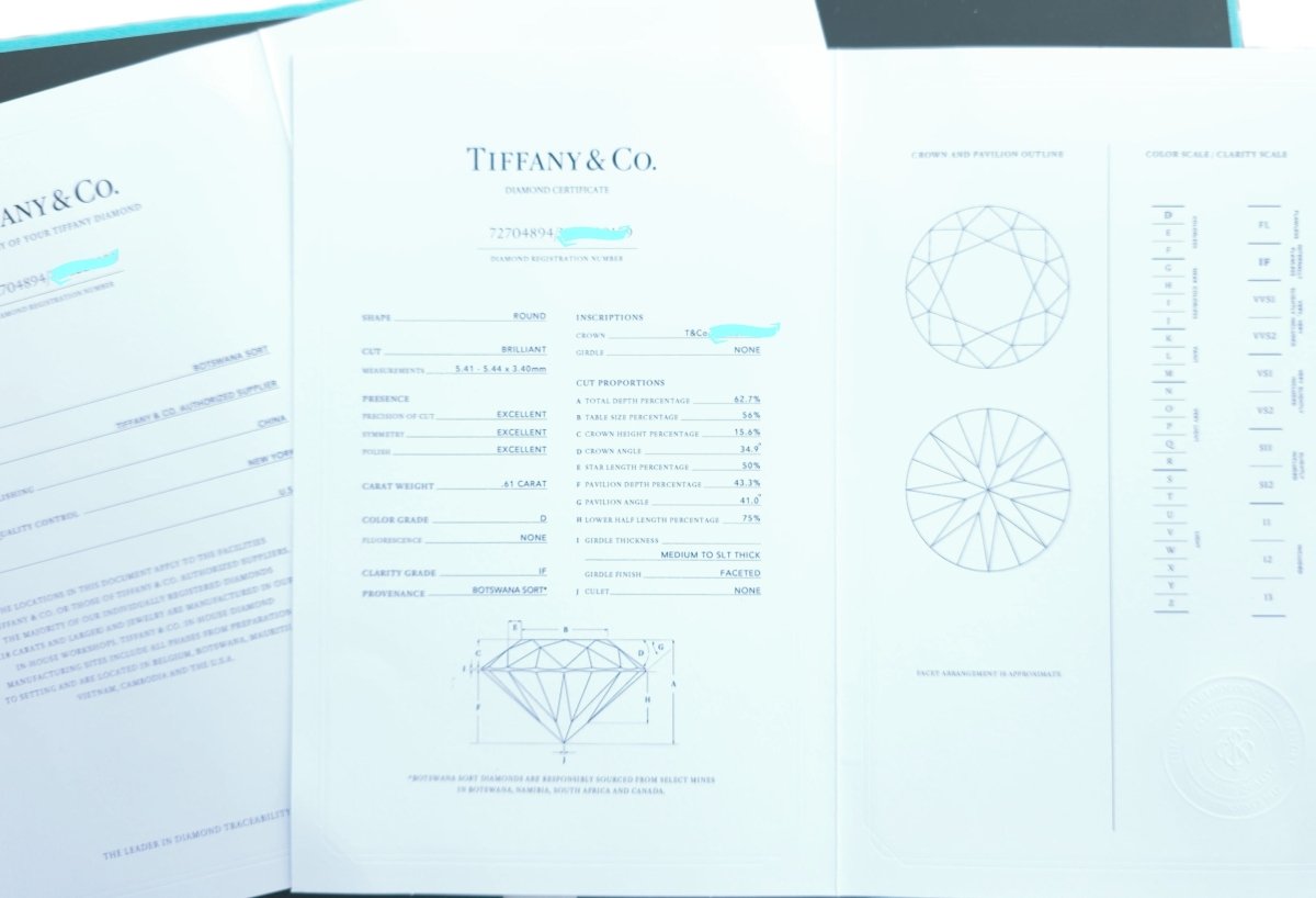 Tiffany & Co 0.61ct D/IF True Round Brilliant Engagement Ring - Bloomsbury Manor Ltd