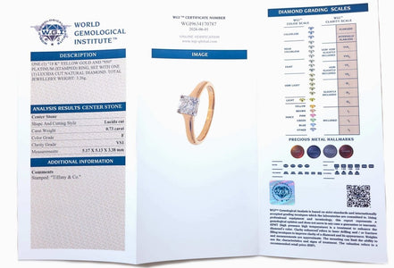 Tiffany & Co 0.73ct F/VS1 Lucida Diamond Engagement Ring - Bloomsbury Manor Ltd