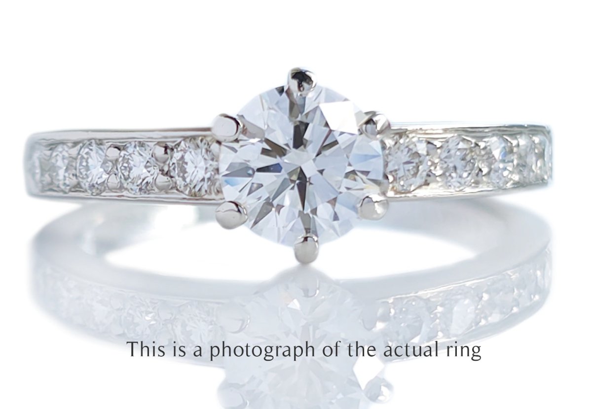 Tiffany & Co 0.86tcw F/VS1 Round Brilliant Diamond Engagement Ring with Side Stones - Bloomsbury Manor Ltd