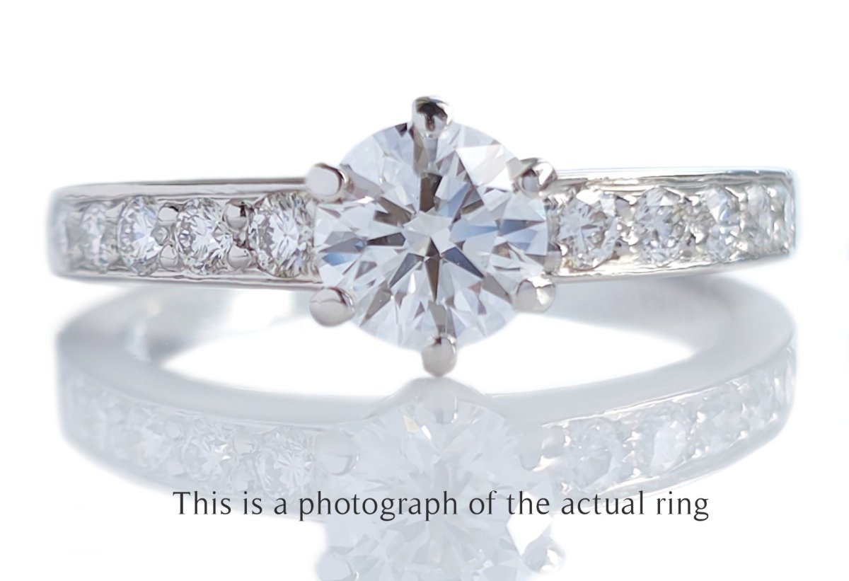 Tiffany & Co 0.86tcw F/VS1 Round Brilliant Diamond Engagement Ring with Side Stones - Bloomsbury Manor Ltd