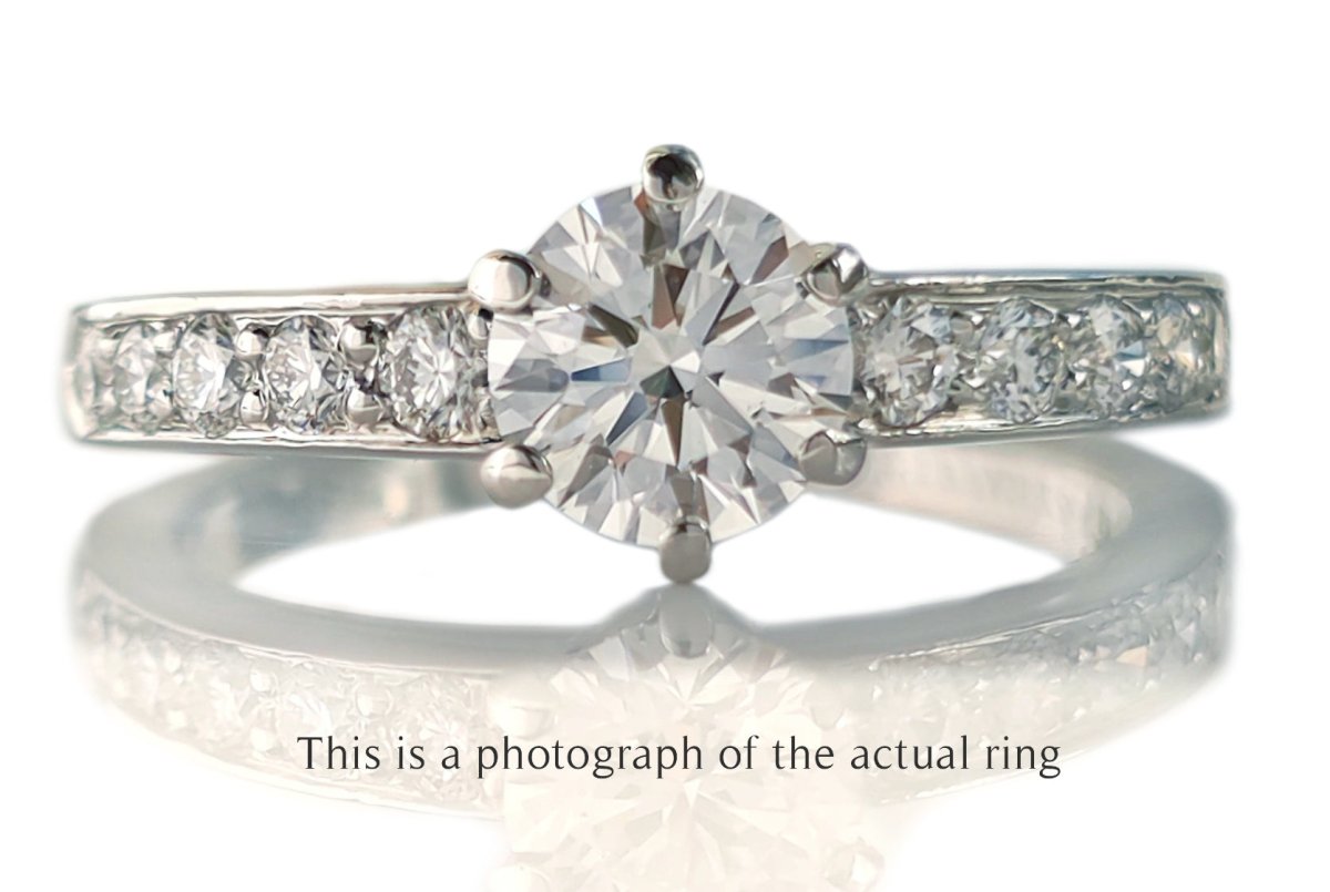 Tiffany & Co 0.86tcw F/VS1 Round Brilliant Diamond Engagement Ring with Side Stones - Bloomsbury Manor Ltd