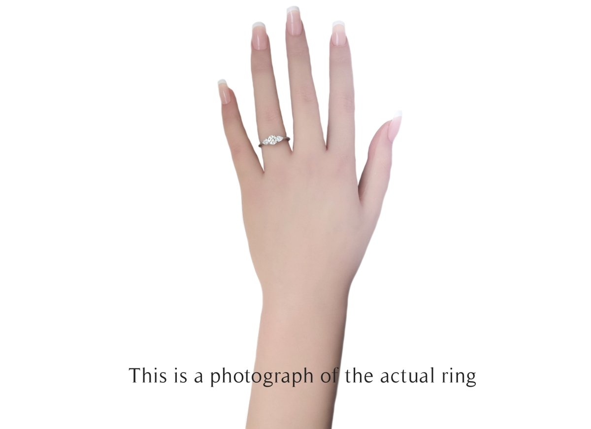 Tiffany & Co 0.90tcw E/VS1 Three Stone Round Brilliant & Pear Cut Diamond Engagement Ring - Bloomsbury Manor Ltd