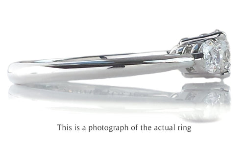 Tiffany & Co 0.90tcw E/VS1 Three Stone Round Brilliant & Pear Cut Diamond Engagement Ring - Bloomsbury Manor Ltd