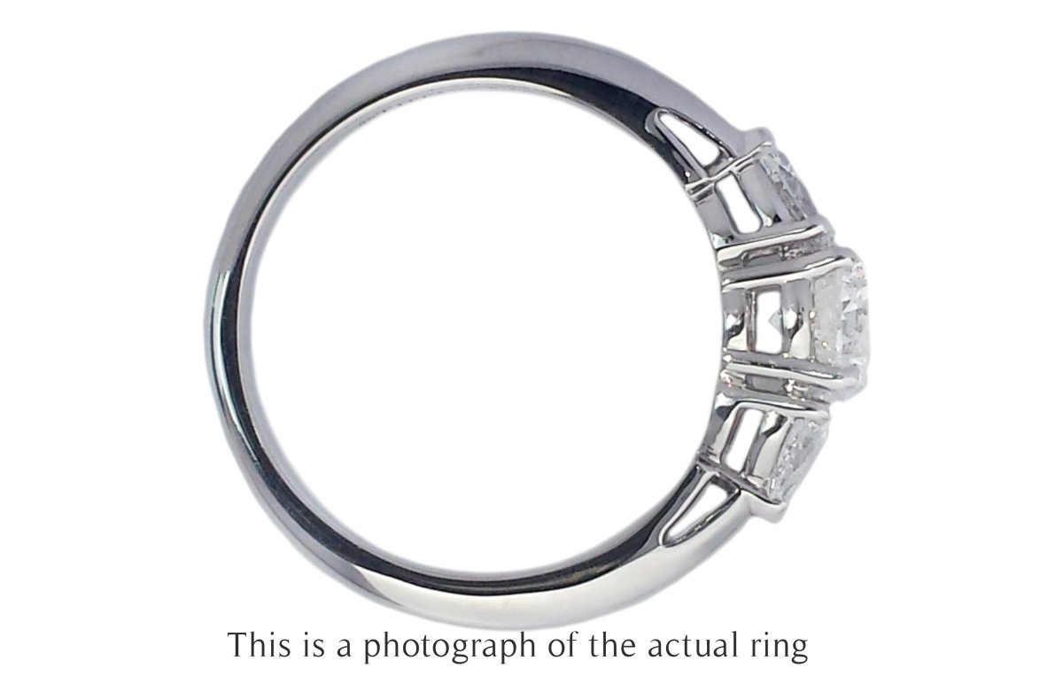 Tiffany & Co 0.90tcw E/VS1 Three Stone Round Brilliant & Pear Cut Diamond Engagement Ring - Bloomsbury Manor Ltd