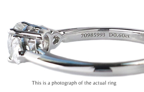 Tiffany & Co 0.90tcw E/VS1 Three Stone Round Brilliant & Pear Cut Diamond Engagement Ring - Bloomsbury Manor Ltd