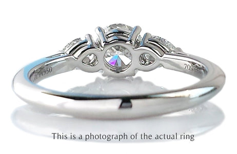 Tiffany & Co 0.90tcw E/VS1 Three Stone Round Brilliant & Pear Cut Diamond Engagement Ring - Bloomsbury Manor Ltd