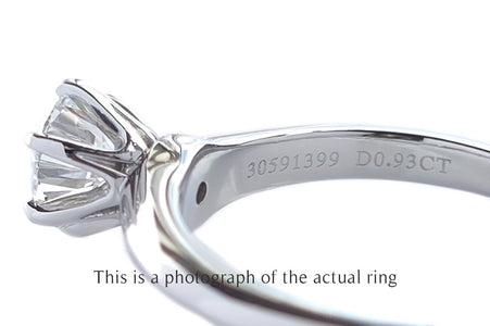Tiffany & Co 0.93ct F/VS1 Round Brilliant Cut Diamond Engagement Ring - Bloomsbury Manor Ltd