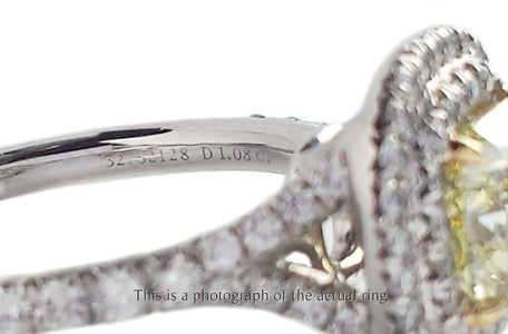 Tiffany & Co 1.08ct Fancy Yellow VS2 Diamond Soleste Engagement Ring - Bloomsbury Manor Ltd