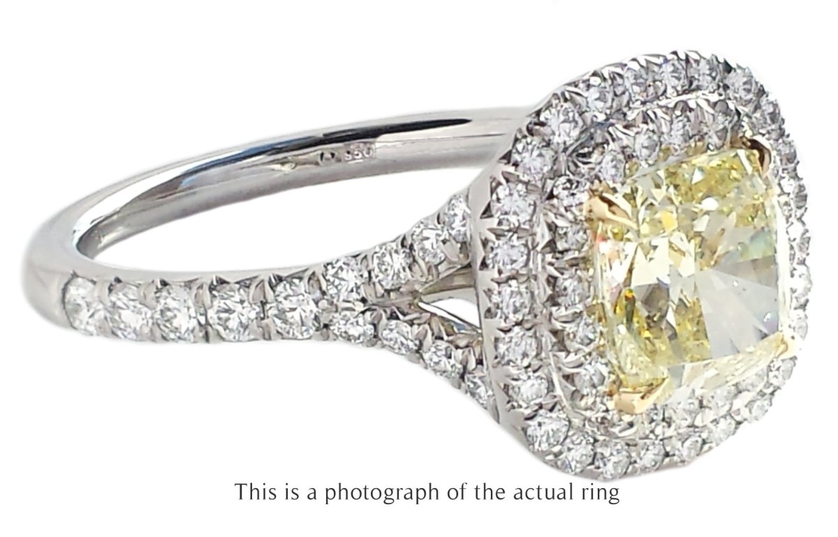 Tiffany & Co 1.08ct Fancy Yellow VS2 Diamond Soleste Engagement Ring - Bloomsbury Manor Ltd