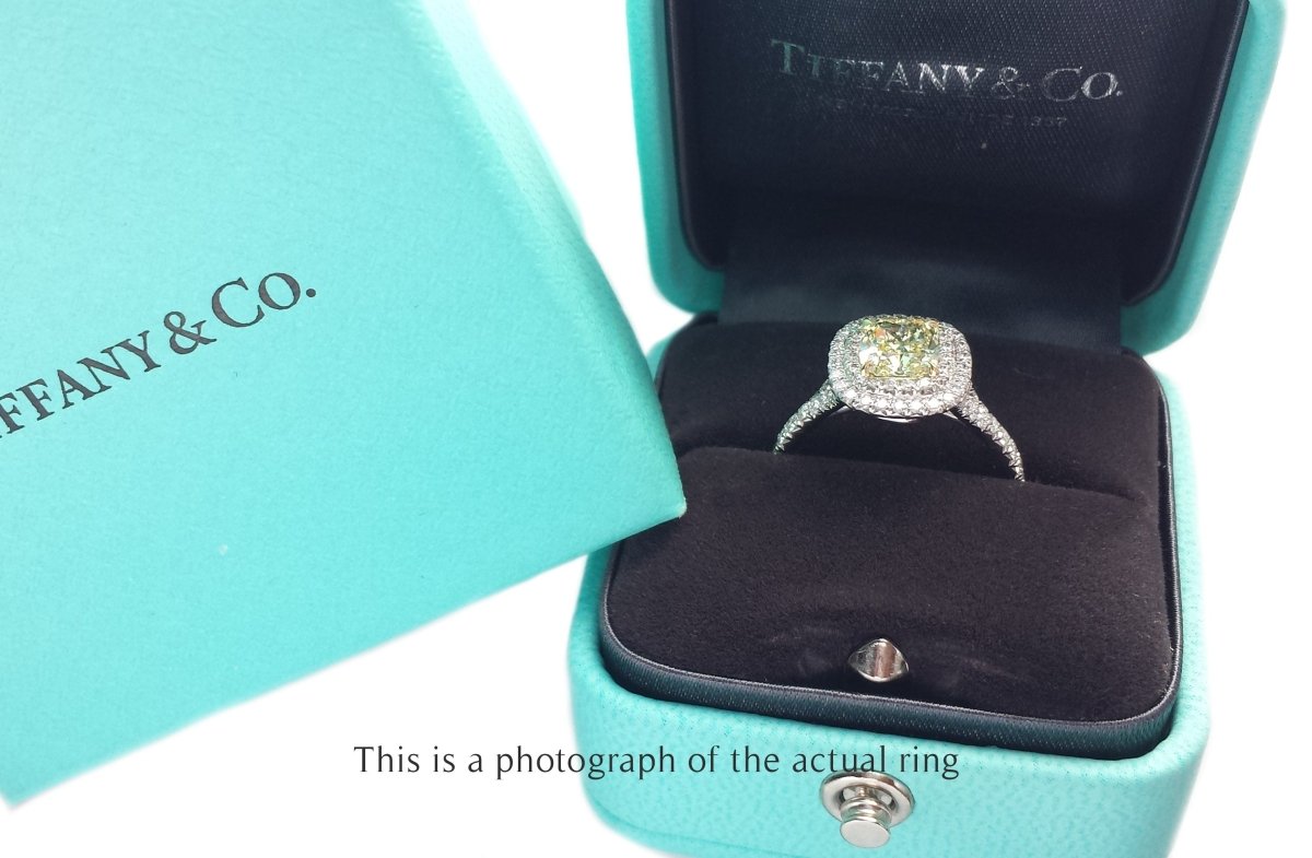 Tiffany & Co 1.08ct Fancy Yellow VS2 Diamond Soleste Engagement Ring - Bloomsbury Manor Ltd