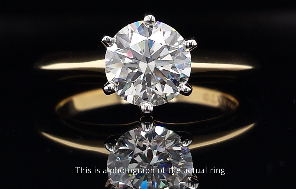 Tiffany & Co 1.11ct G/IF Round Brilliant Cut Diamond 18k Gold Engagement Ring - Bloomsbury Manor Ltd