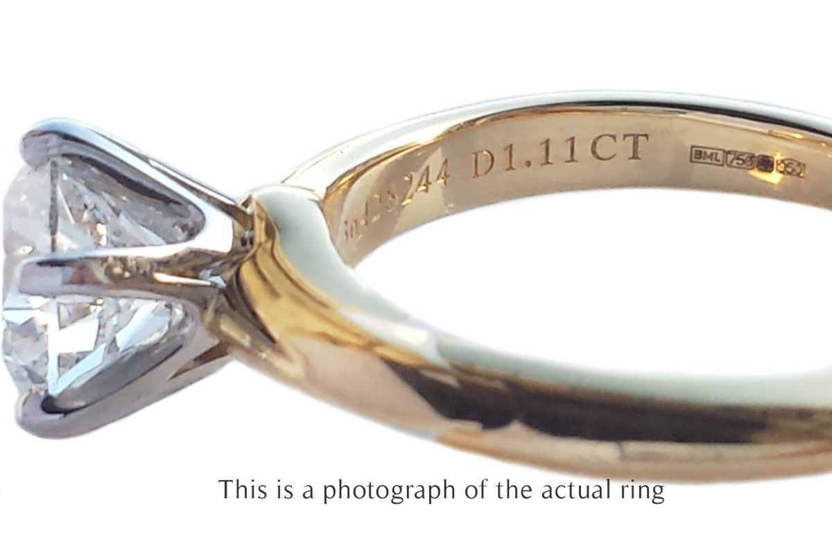 Tiffany & Co. 1.11ct G/IF Round Brilliant Cut Diamond 18k Gold Engagement Ring - Bloomsbury Manor Ltd