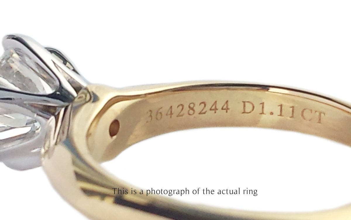 Tiffany & Co 1.11ct G/IF Round Brilliant Cut Diamond 18k Gold Engagement Ring - Bloomsbury Manor Ltd