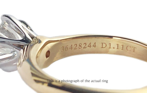 Tiffany & Co 1.11ct G/IF Round Brilliant Cut Diamond 18k Gold Engagement Ring - Bloomsbury Manor Ltd