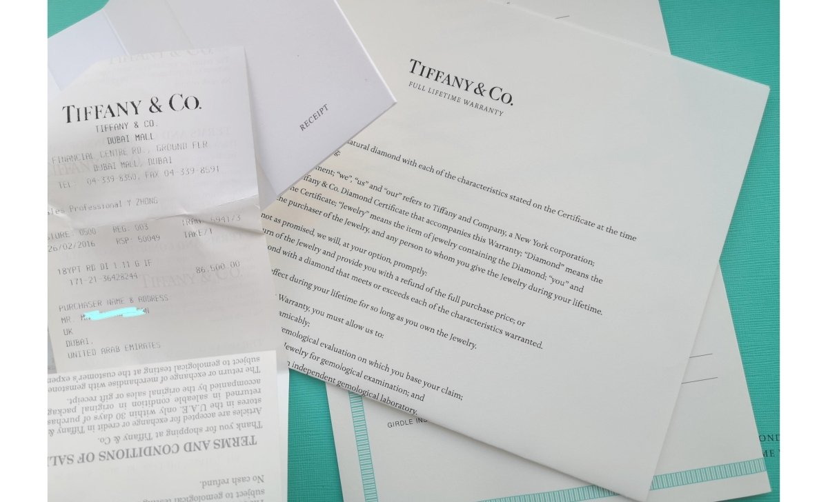 Tiffany & Co 1.11ct G/IF Round Brilliant Cut Diamond 18k Gold Engagement Ring - Bloomsbury Manor Ltd