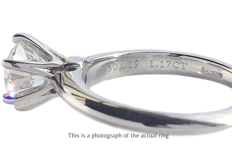 Tiffany & Co 1.17ct XXX H/VS2 Round Brilliant Diamond Engagement Ring - Bloomsbury Manor Ltd