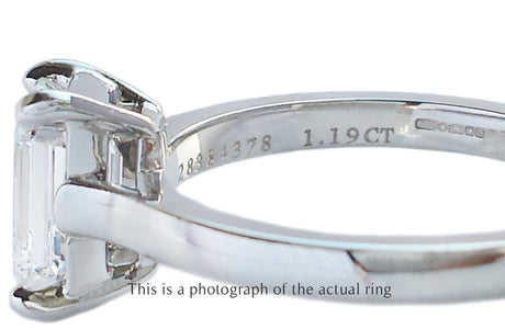 Tiffany & Co 1.19ct D/VS1 Emerald Cut Diamond Engagement Ring - Bloomsbury Manor Ltd