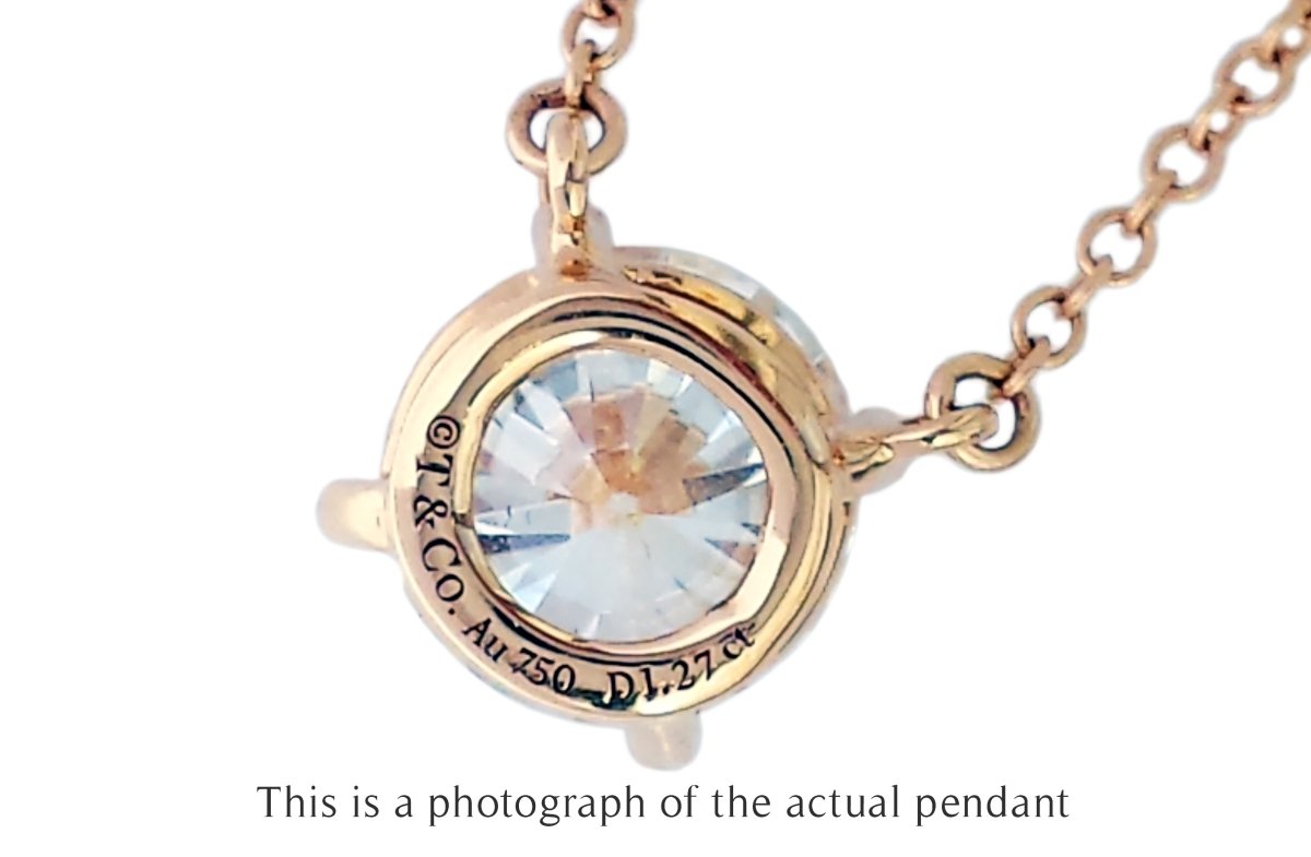 Tiffany & Co 1.27ct I/VVS1 Round Brilliant Cut Diamond Solitaire Pendant 18k Rose Gold - Bloomsbury Manor Ltd