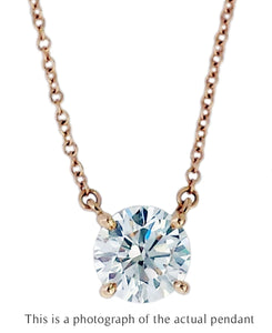 Tiffany & Co 1.27ct I/VVS1 Round Brilliant Cut Diamond Solitaire Pendant 18k Rose Gold - Bloomsbury Manor Ltd
