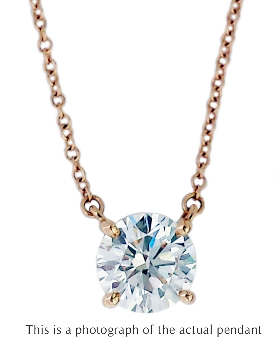 Tiffany & Co 1.27ct I/VVS1 Round Brilliant Cut Diamond Solitaire Pendant 18k Rose Gold - Bloomsbury Manor Ltd