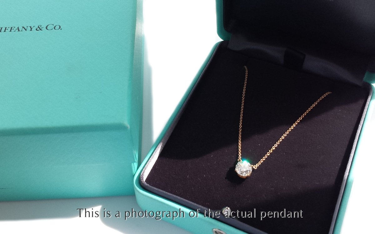 Tiffany & Co 1.27ct I/VVS1 Round Brilliant Cut Diamond Solitaire Pendant 18k Rose Gold - Bloomsbury Manor Ltd